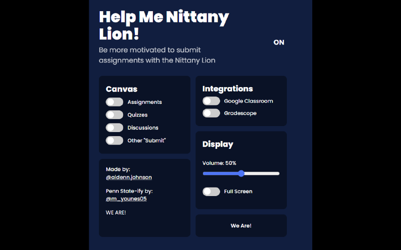 Settings Page